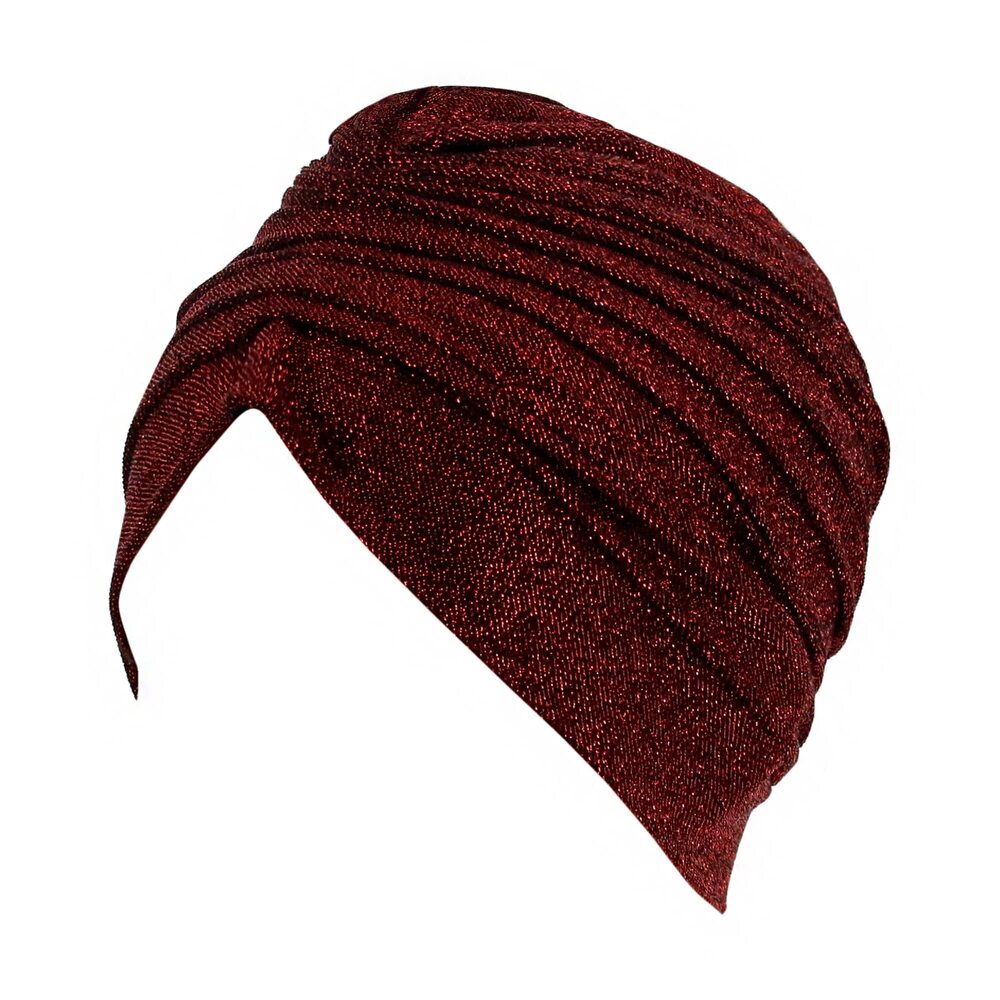 1916 Unisex Shiny Metallic Turban Printed Sun Cap Hair Turban Hat Stretch